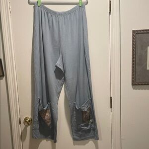 Blue Fish Muted Blue Vintage Hand Painted Nautical Liw Pocket Wide Leg Pants